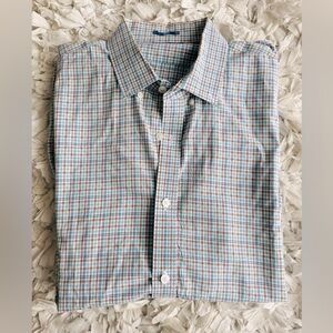Toscano Plaid Button Down Cotton Shirt Short Sleeve Size XXL